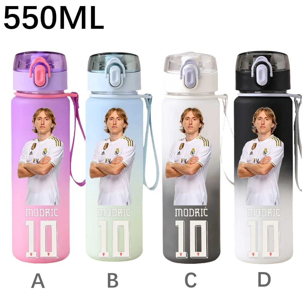 550ML Sports Water Bottle Ronaldo Messi Mbappé Plastic Cup Flip Cover Drinking Bottle With Portable Rope Tea Cup Fans Gifts