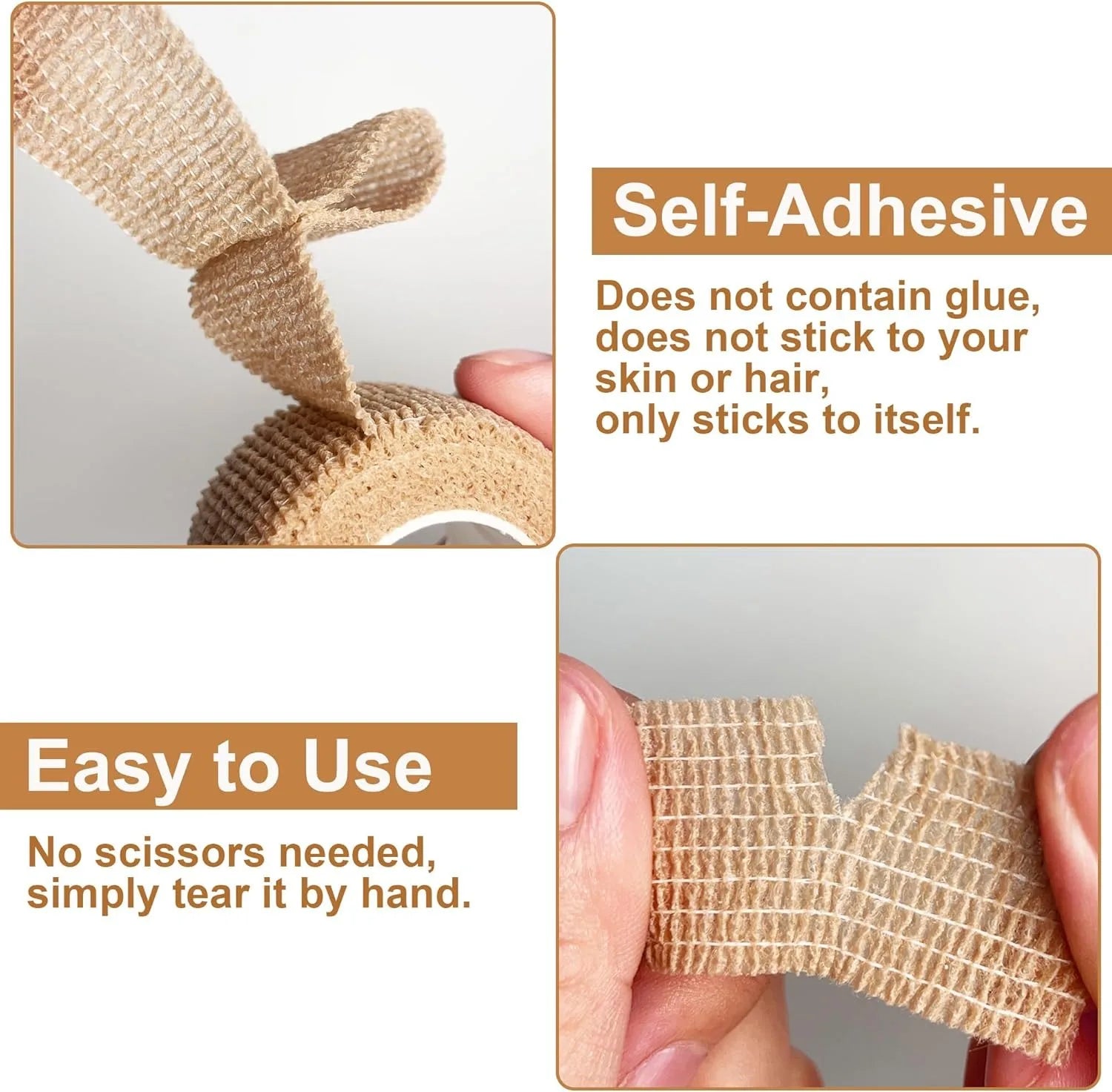 Big Toe Bandage Wrap Stretchy Toe Tape Protect Toes & Fingers from Pain Relief Self Adhesive Bandage Wrap Suitable for Thumb, Wr