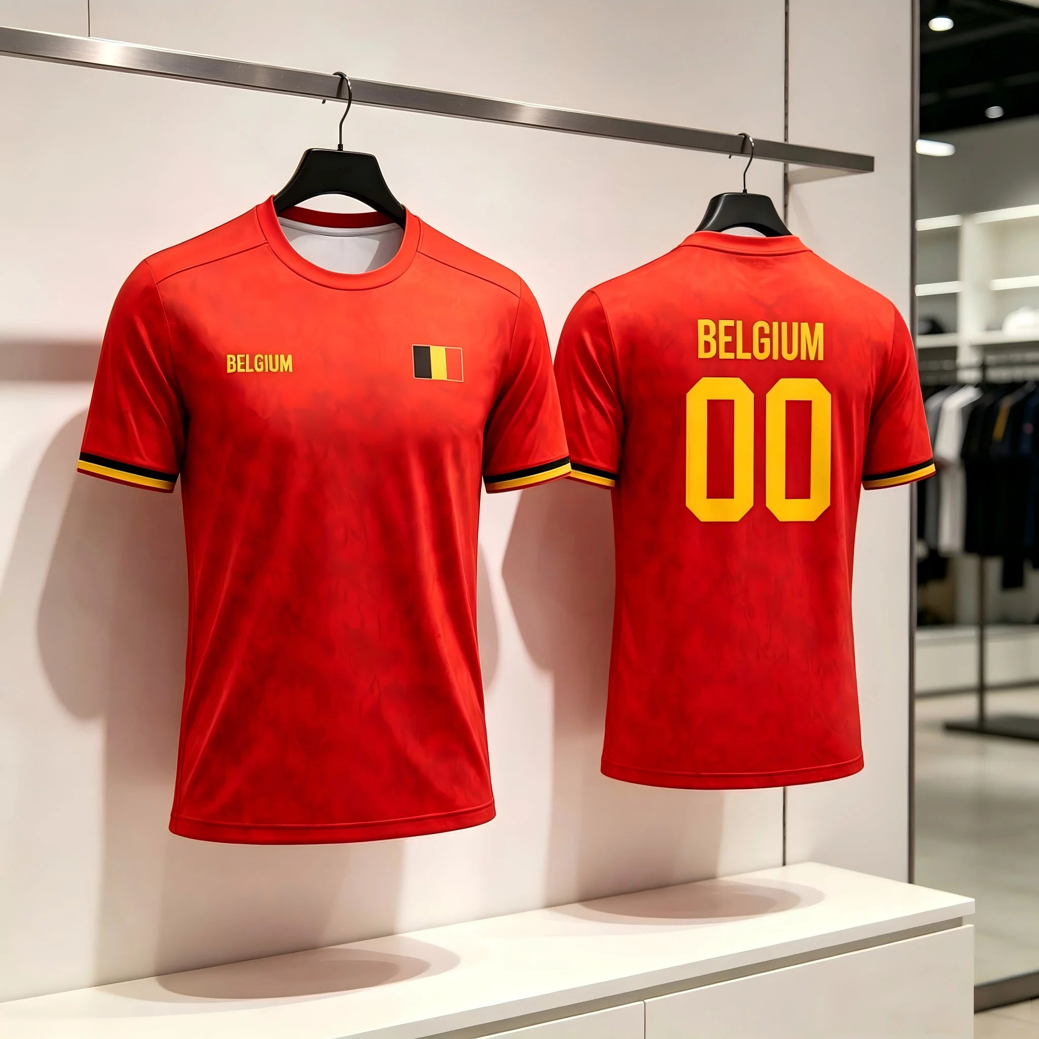 2026 New Bel Flag Print Soccer Jersey Summer Men's Quick-Drying Breathable Soccer Training T-shirt Unisex Casual Sports Tops