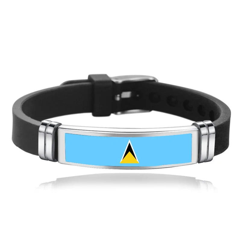 National Flag Bracelet USA France Canada Flags Bangle Adjustable Silicone Sports Bracelets Wristband For Men Jewelry
