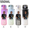550ML Sports Water Bottle Ronaldo Messi Mbappé Plastic Cup Flip Cover Drinking Bottle With Portable Rope Tea Cup Fans Gifts