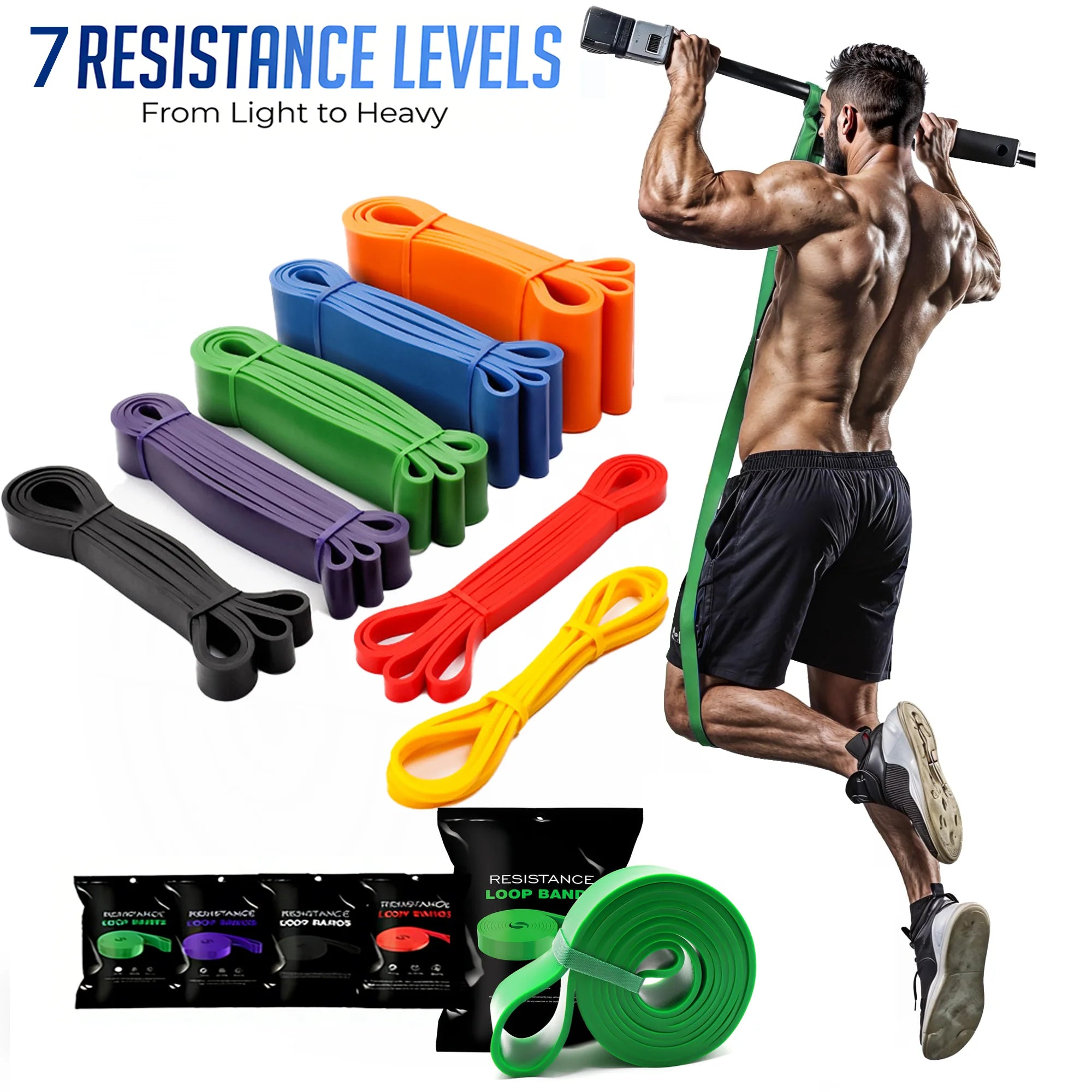 Pull-Up Assistance Resistance Bands Set (7 Strength Levels)
