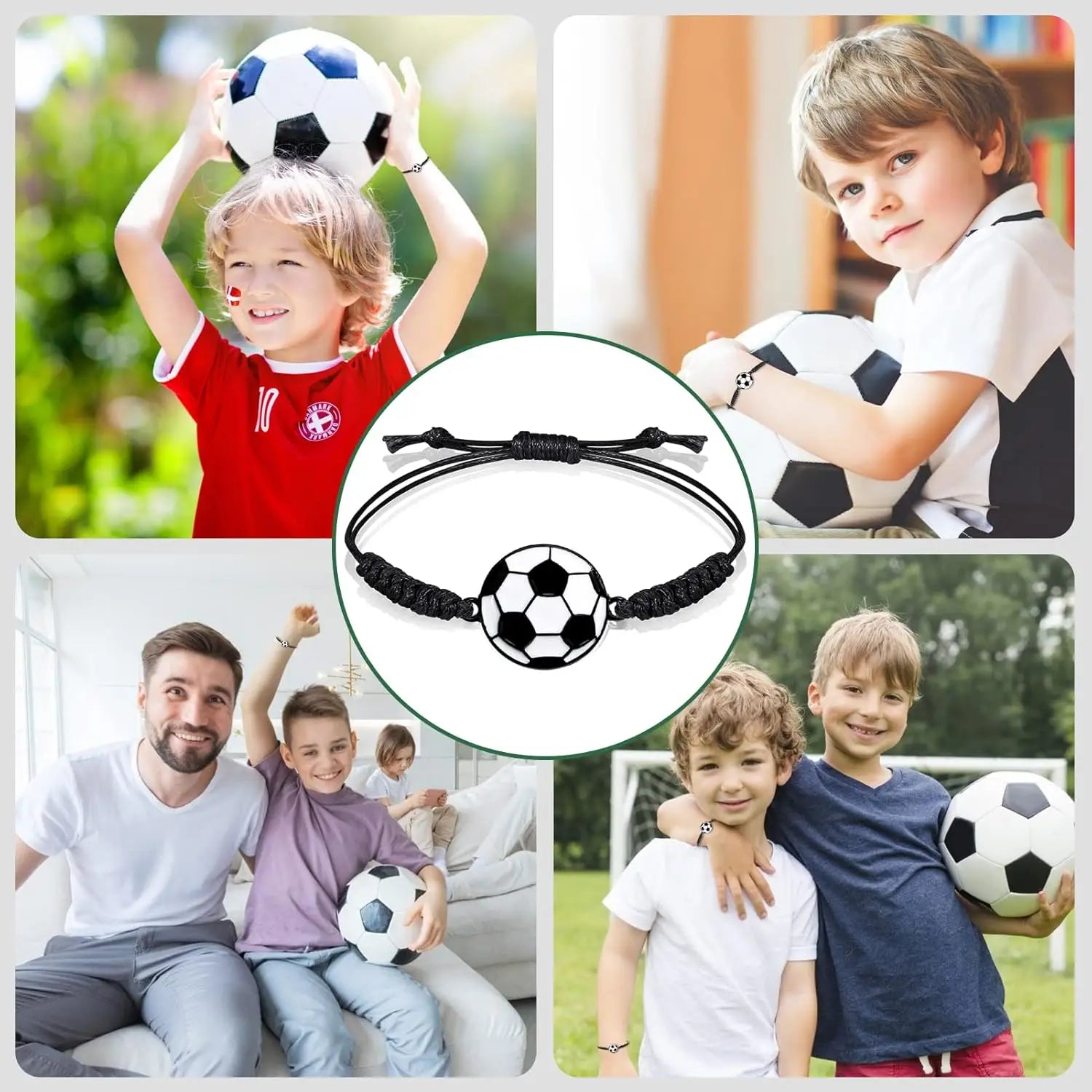 10-20Pcs Soccer Kids Bracelets Adjustable Charm Football Bracelet Sports Woven Cord Bracelets for Soccer Player