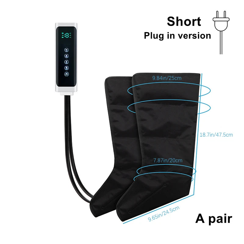 Air Compression Leg & Foot Massager Boots with Heat Therapy