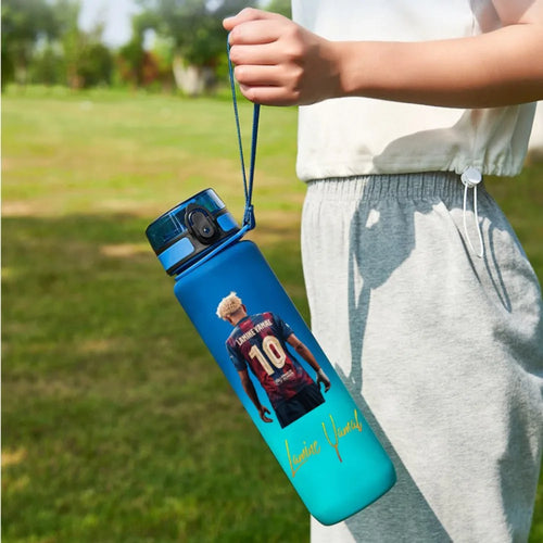 1000ml Football Star Straw Gourd Water Cup Lamine Yamal Large Capacity Sports Flip Cover Drinking Bottle Fans Support Items Gift