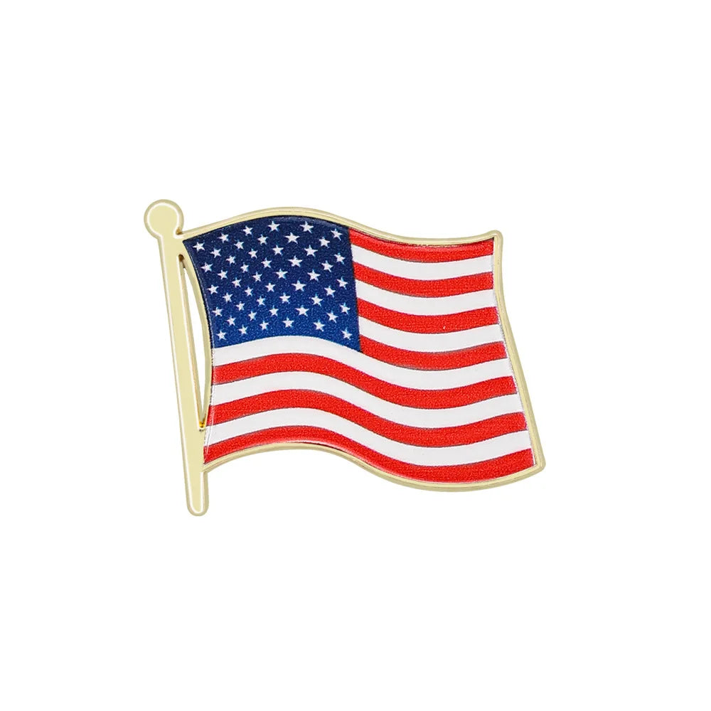 Flag Brooch Zinc Alloy Enamel UV Printed UK France USA Spain Flag Pin Badge for DIY Memorial Decoration Multi-function Clothes
