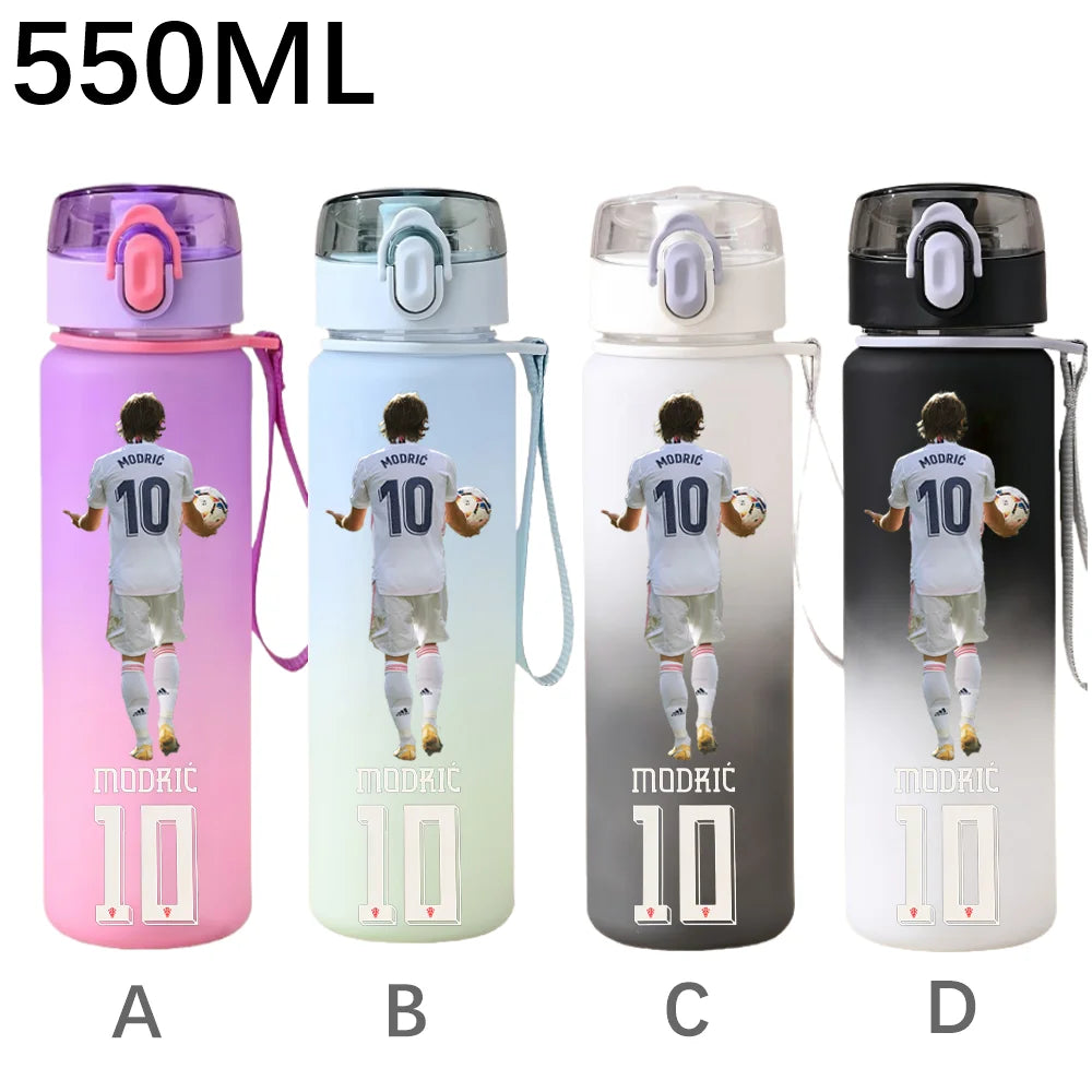 550ML Sports Water Bottle Ronaldo Messi Mbappé Plastic Cup Flip Cover Drinking Bottle With Portable Rope Tea Cup Fans Gifts