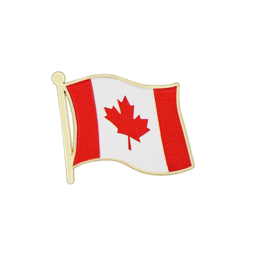 Flag Brooch Zinc Alloy Enamel UV Printed UK France USA Spain Flag Pin Badge for DIY Memorial Decoration Multi-function Clothes