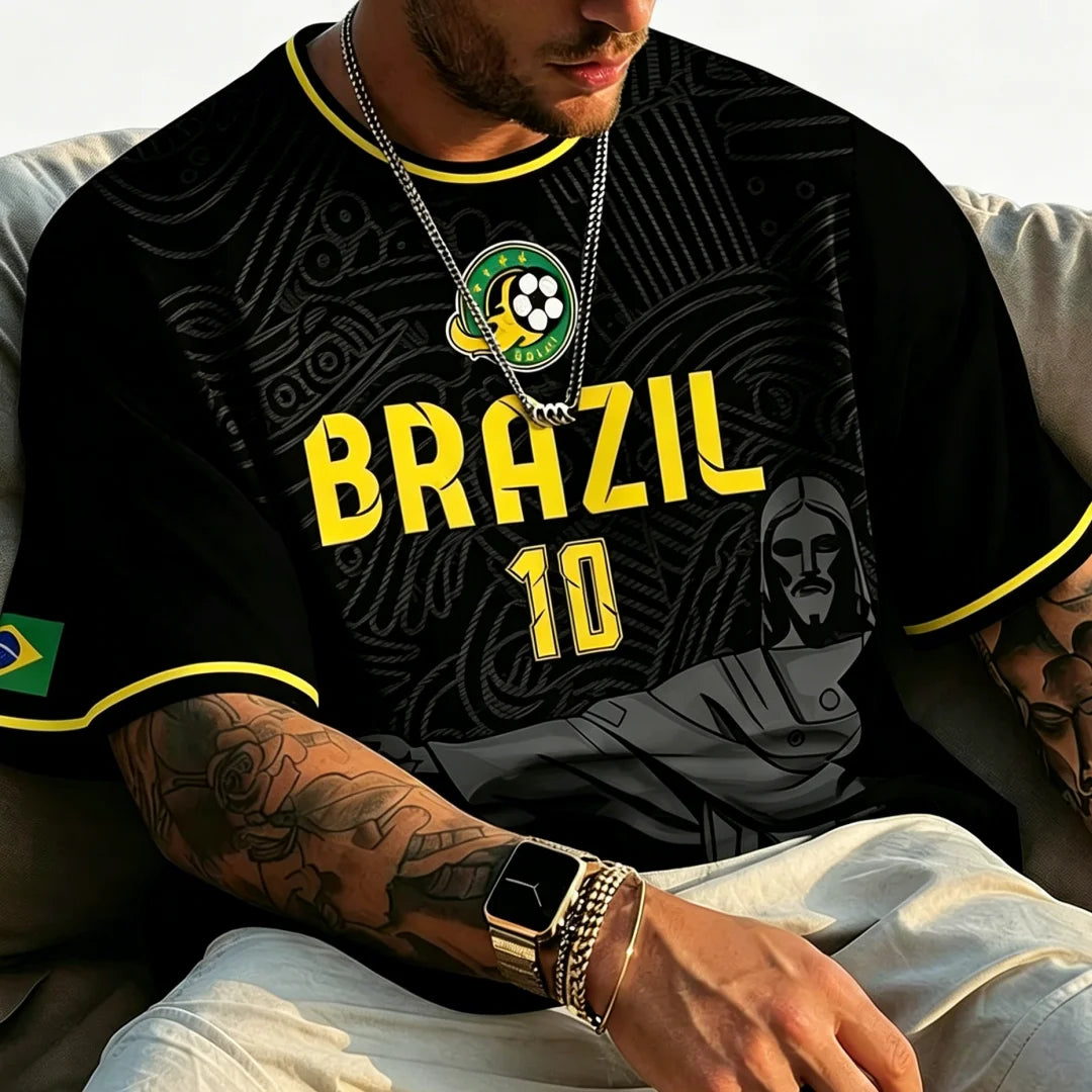 2026 Summer New Brazil Jesus Soccer Jersey Outdoor Soccer Training Breathable Jersey Men s Quick Dry T Shirt for Sports Running