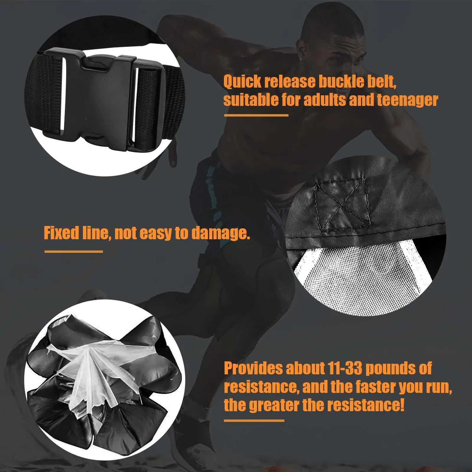 Buckle Belt Speed Parachute Agility Speed Training Umbrella Football Soccer Kick Resistance Rope Running Chute Obstacles Tool