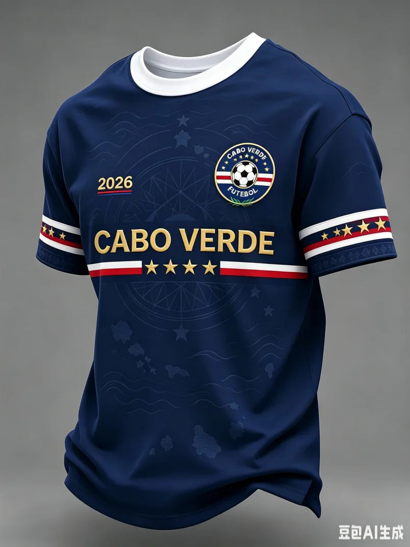 New Cape Verde Football Jersey Men Women V Neck 3D Print Quick Dry Soccer T Shirt Graphic Sports Fan Short Sleeve Training
