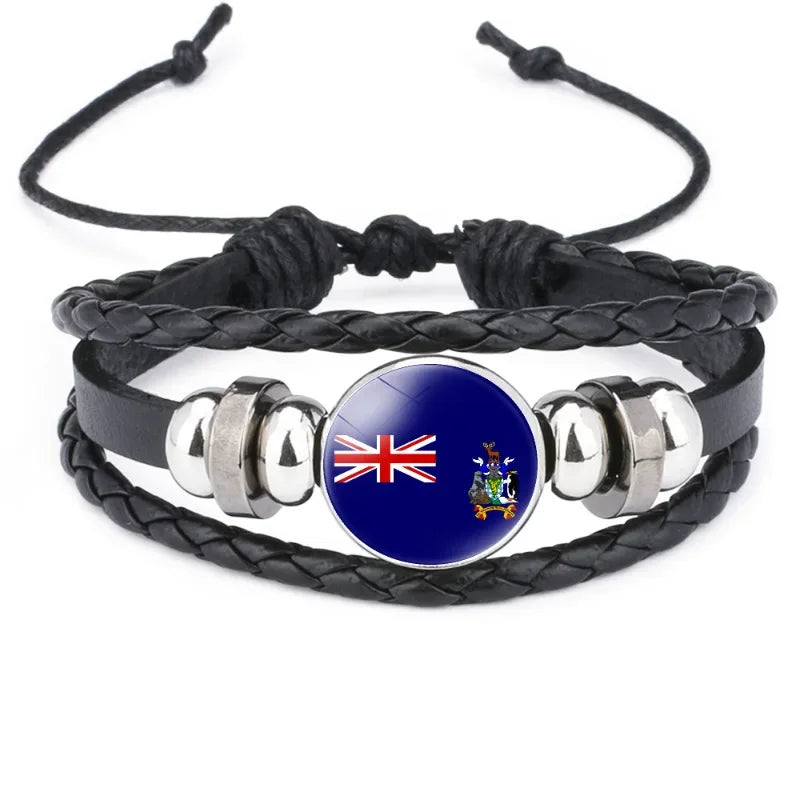 2024 South American Flag Bracelet for Men Venezuela Chile Argentina Bolivia Colombia Peru Brazil Charm Leather Multilayer Bangle