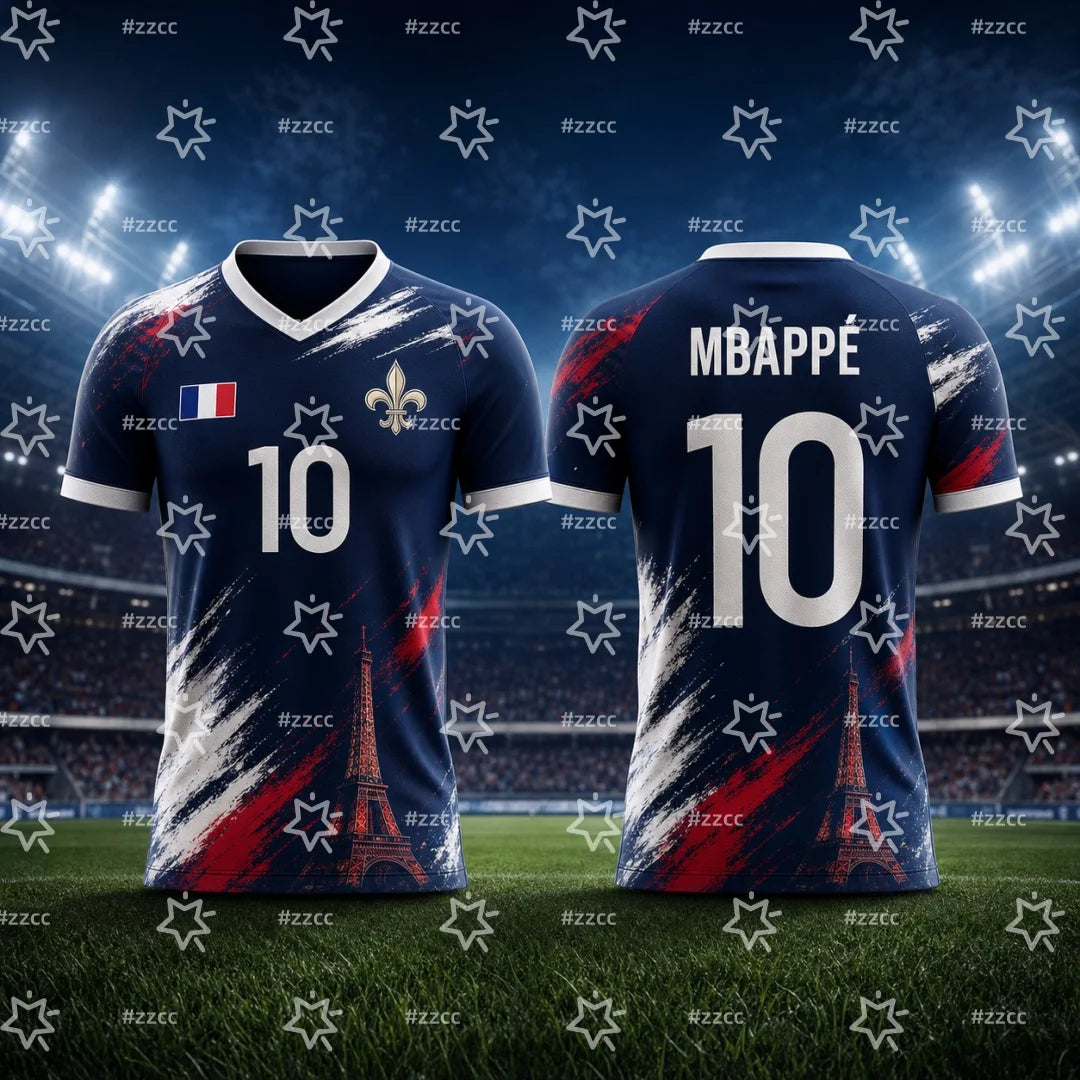 2026 Mbappé No.10 football jersey France fan gift match Training kit Summer Sports Men's T-Shirt Kid's Clothing Tee Woman ﻿