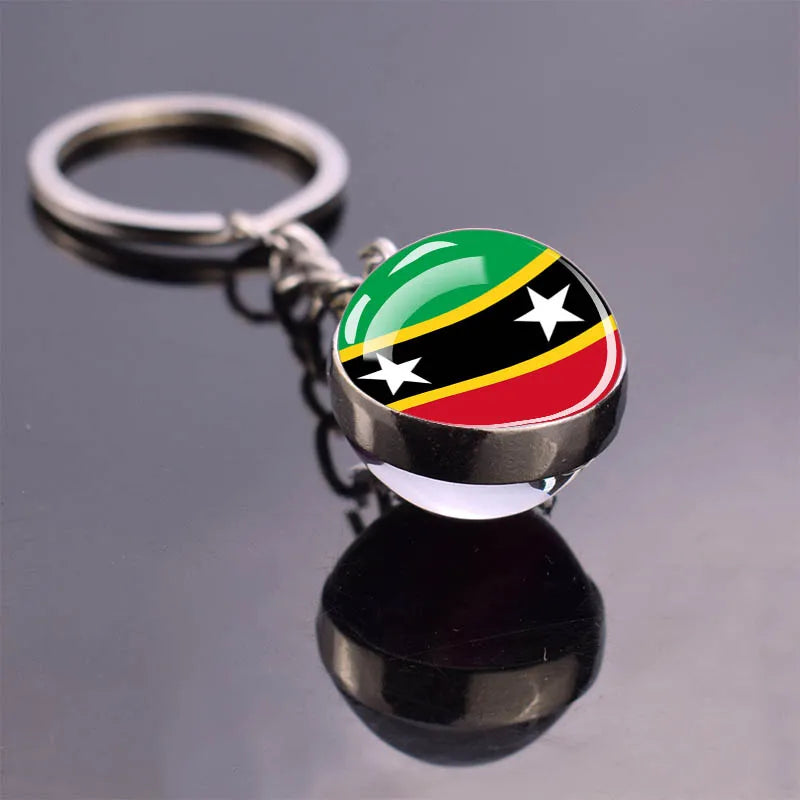 North American Countries Flag Keychains Glass Ball Keyring United States Mexico Canada Country National Flag Jewelry Key Chains
