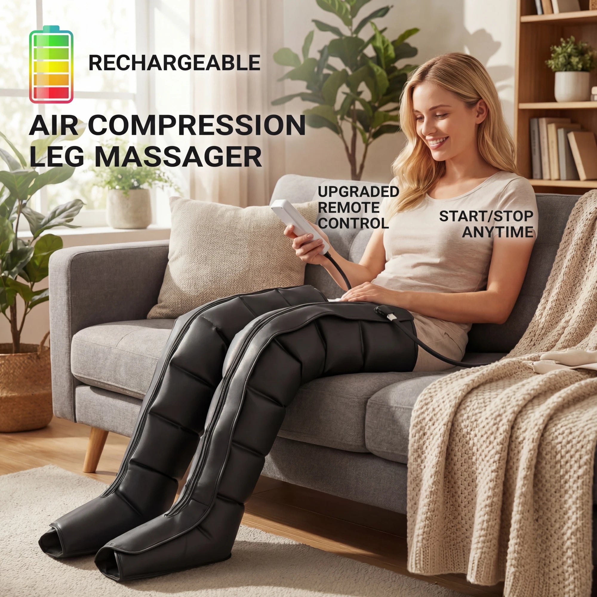 Air Compression Leg Massager with Heat Therapy