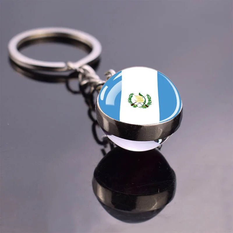 North American Countries Flag Keychains Glass Ball Keyring United States Mexico Canada Country National Flag Jewelry Key Chains