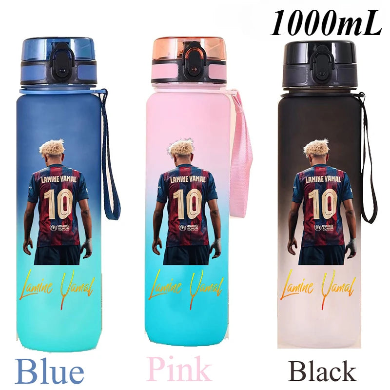 1000ml Football Star Straw Gourd Water Cup Lamine Yamal Large Capacity Sports Flip Cover Drinking Bottle Fans Support Items Gift