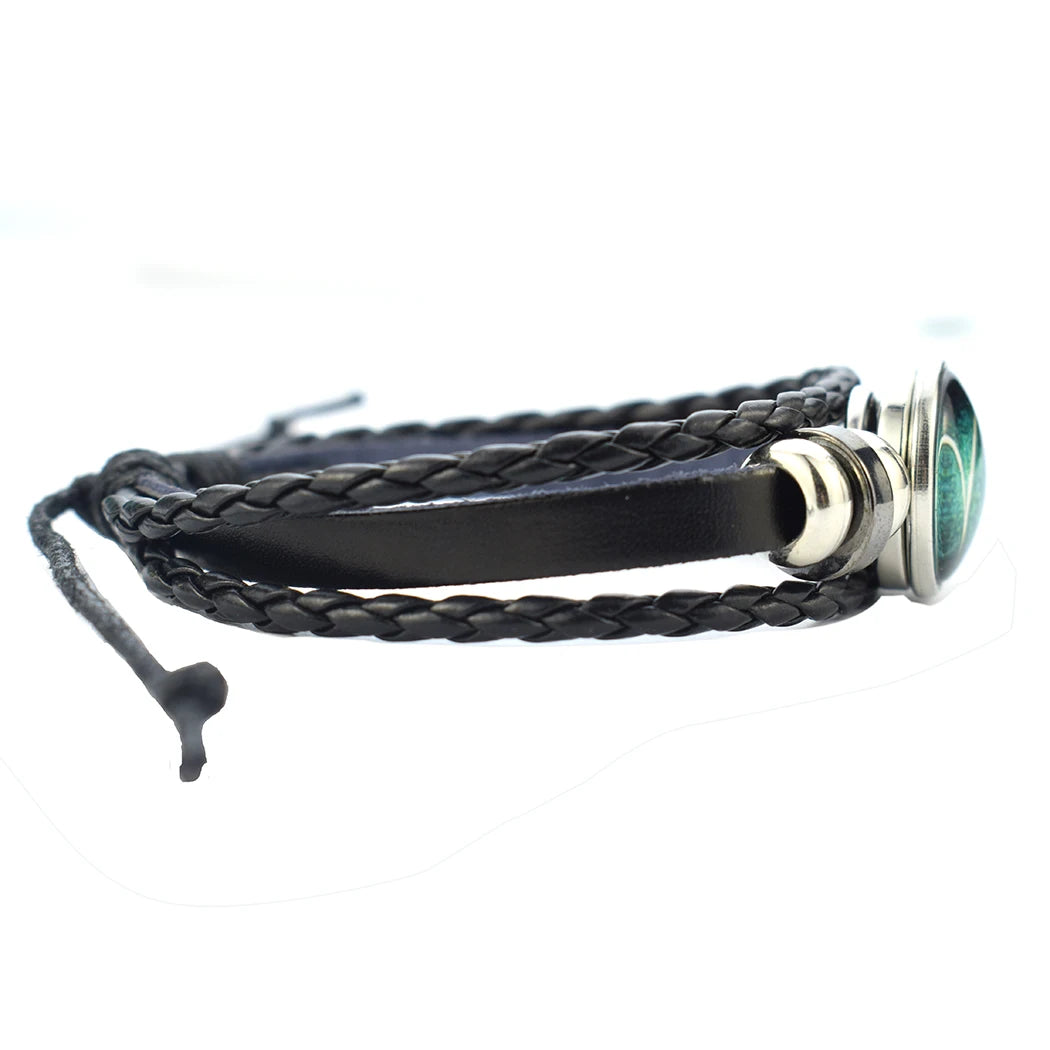Africa Country Flag Bracelets Men Women Algeria Sudan Tunisia Morocco Flag Glass Dome Black Leather Charm Bangles Punk Jewelry