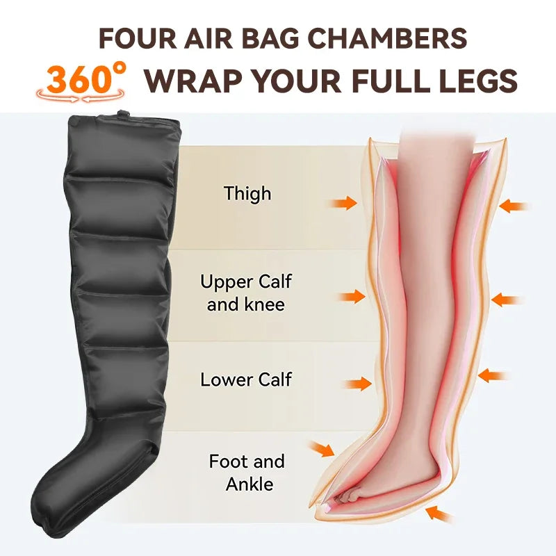 Air Compression Leg & Foot Massager Boots with Heat Therapy