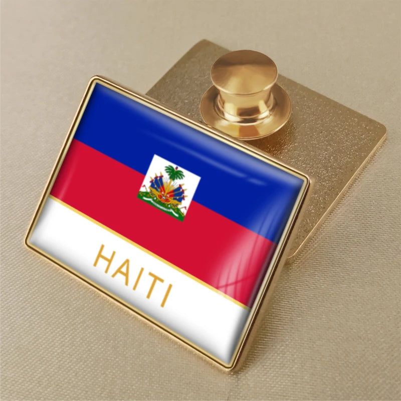 Haiti Haitians Map Flag National Emblem National Flower Brooches Badges Lapel Pins
