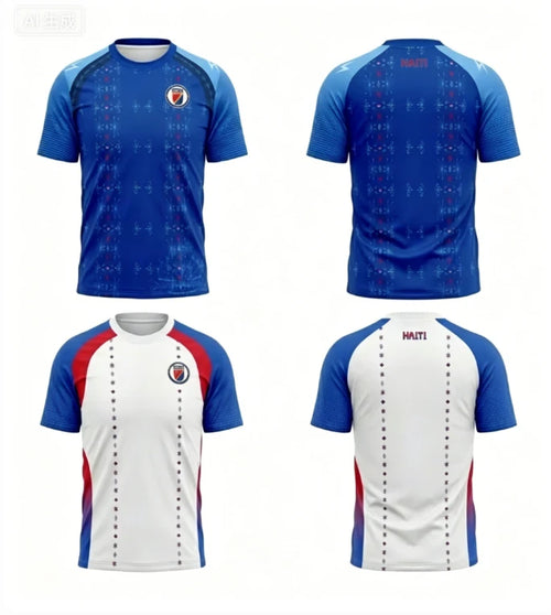 2026 Haiti Football Uniform 3D Printed Short Sleeved T-shirt Sports Shirt Men's Football Training Uniform Men's Top Streetwear