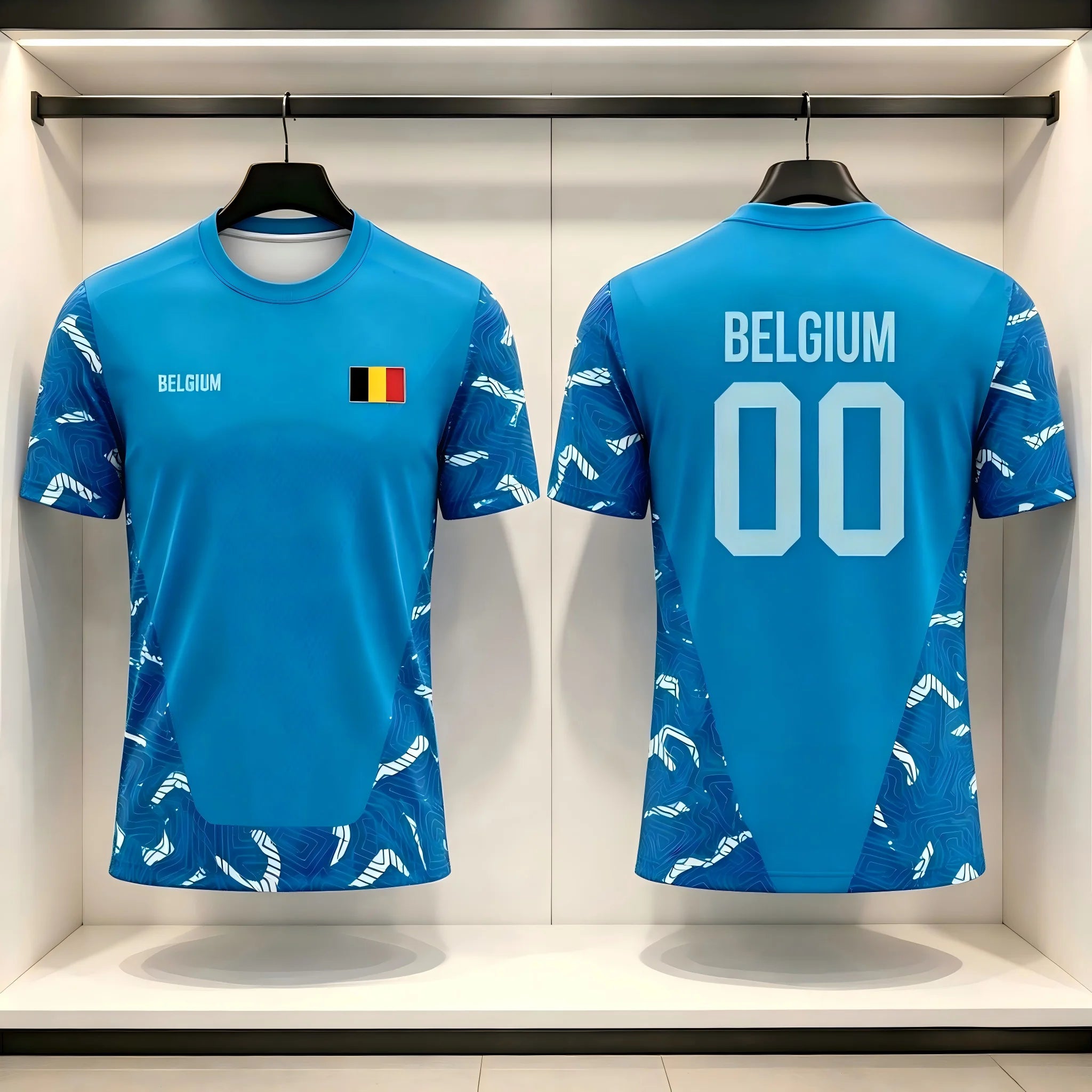 2026 New Bel Flag Print Soccer Jersey Summer Men's Quick-Drying Breathable Soccer Training T-shirt Unisex Casual Sports Tops