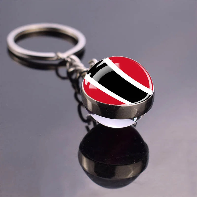 North American Countries Flag Keychains Glass Ball Keyring United States Mexico Canada Country National Flag Jewelry Key Chains