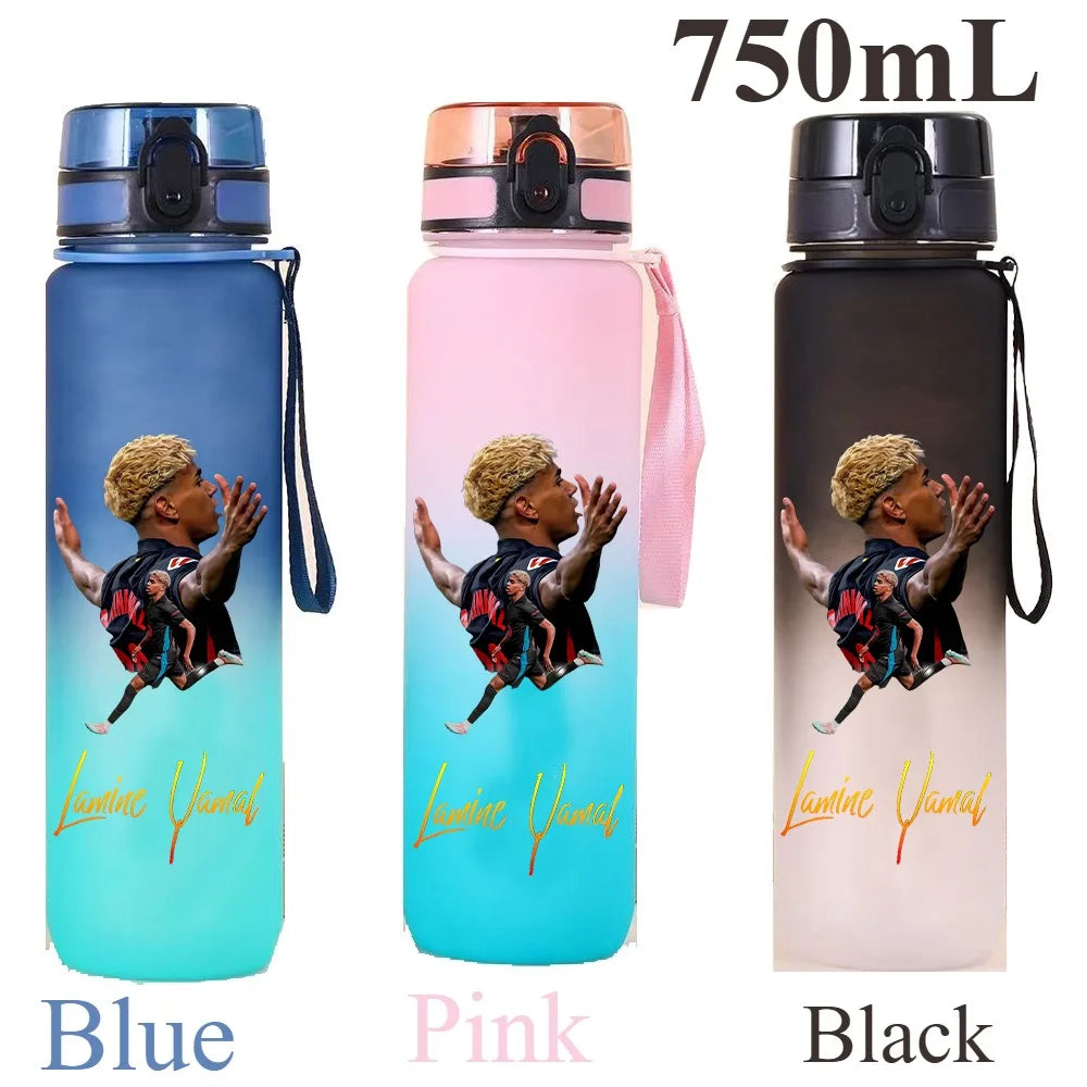 1000ml Football Star Straw Gourd Water Cup Lamine Yamal Large Capacity Sports Flip Cover Drinking Bottle Fans Support Items Gift