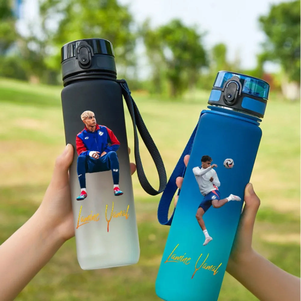 1000ml Football Star Straw Gourd Water Cup Lamine Yamal Large Capacity Sports Flip Cover Drinking Bottle Fans Support Items Gift