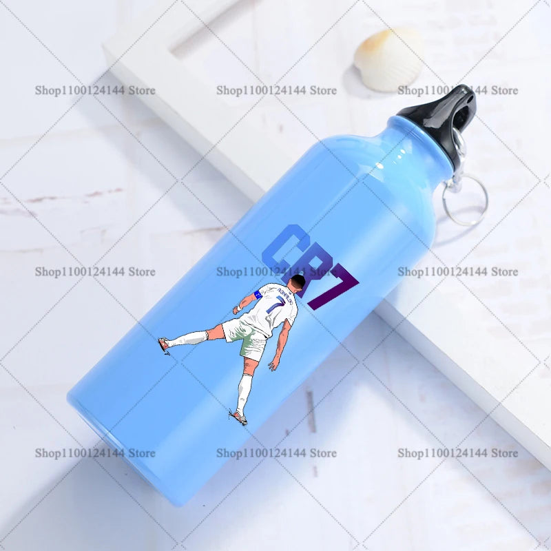 Football Star Ronaldos Aluminum Outdoor Sport Water Bottle CR7 Drinking Kettle Drinking Cup Leakproof Water Jug for Running Gift
