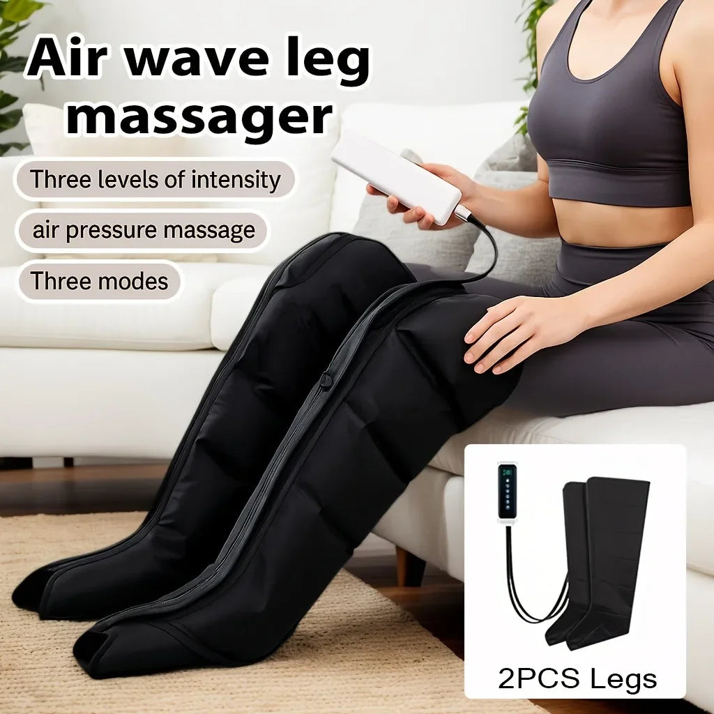 Air Compression Leg & Foot Massager Boots with Heat Therapy