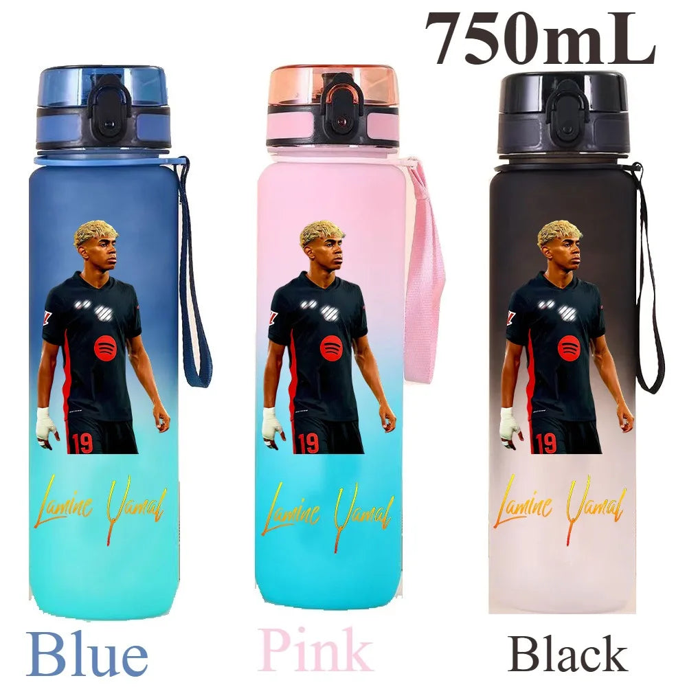 1000ml Football Star Straw Gourd Water Cup Lamine Yamal Large Capacity Sports Flip Cover Drinking Bottle Fans Support Items Gift