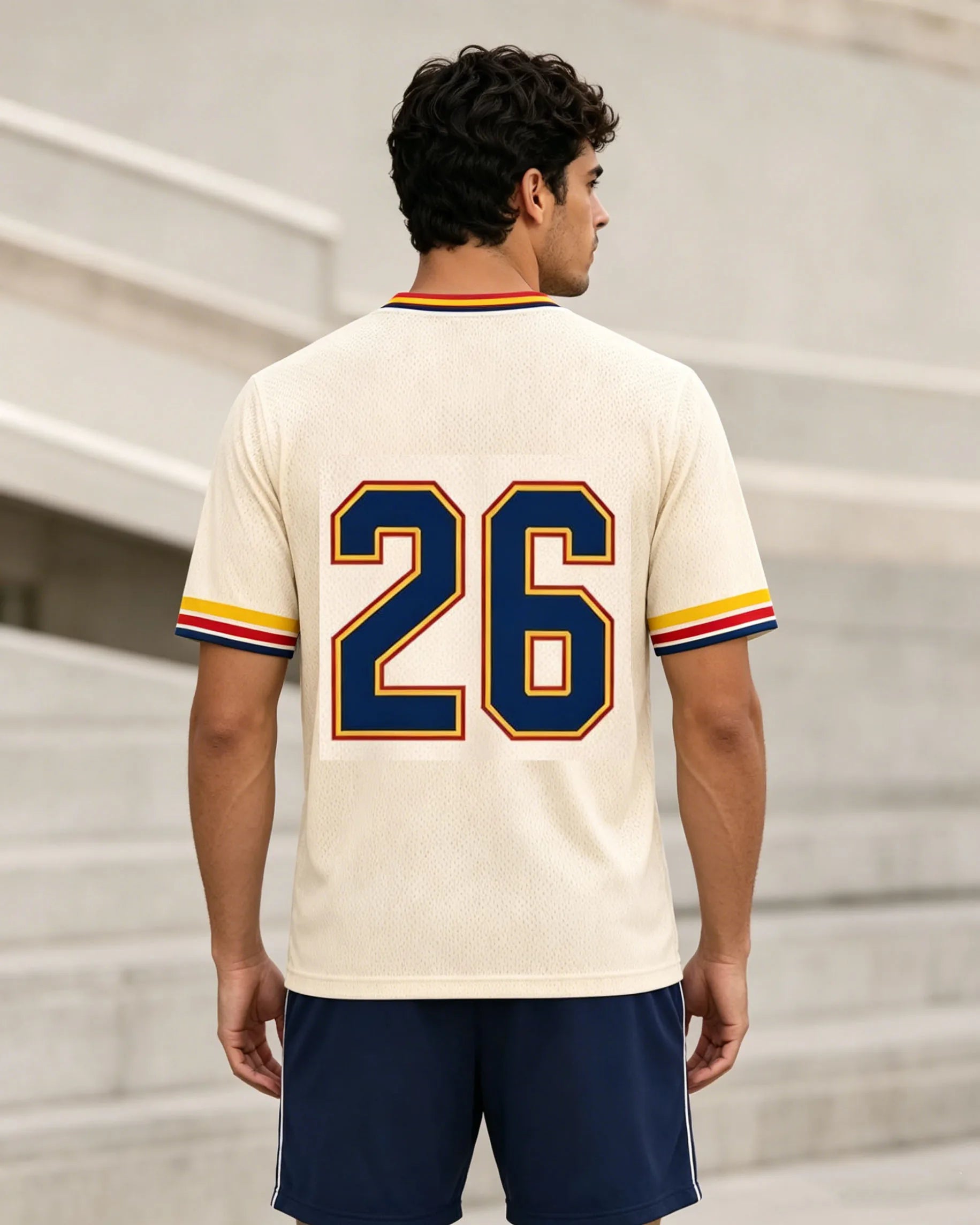 Men Retro Ecuador No.26 Soccer Jersey V Neck Short Sleeve T Shirt Breathable Football Match 26 Uniform Unisex Casual Sports Top