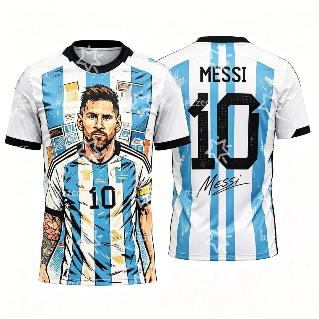 2026 Messi No.10 football jersey fan commemorative gift Summer Sports Men's T-Shirt Kid's Clothing Tee Woman cycling jersey ﻿