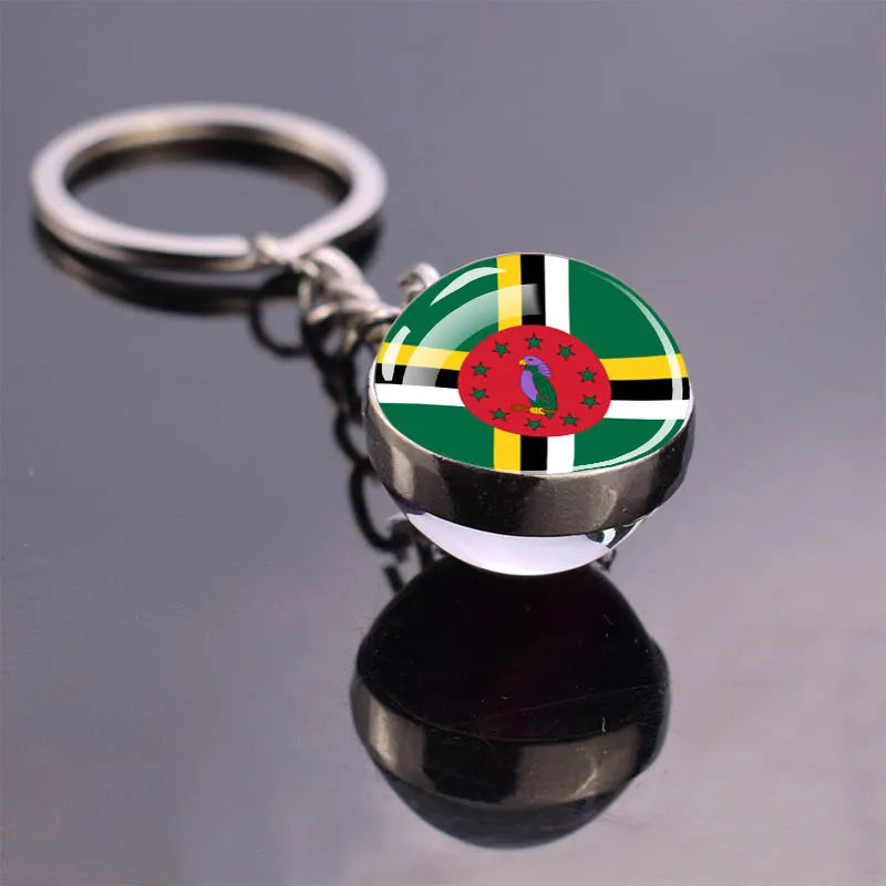North American Countries Flag Keychains Glass Ball Keyring United States Mexico Canada Country National Flag Jewelry Key Chains