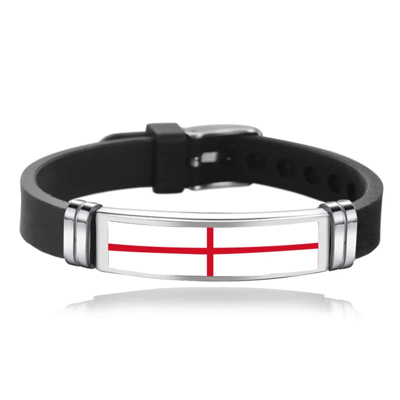 National Flag Bracelet USA France Canada Flags Bangle Adjustable Silicone Sports Bracelets Wristband For Men Jewelry