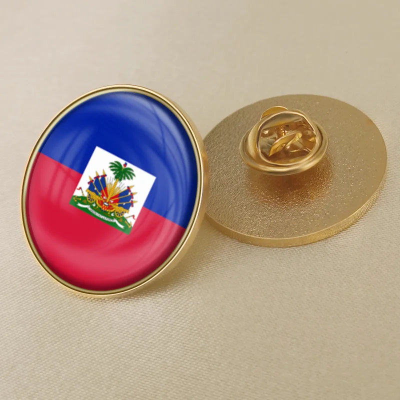 Haiti Haitians Map Flag National Emblem National Flower Brooches Badges Lapel Pins
