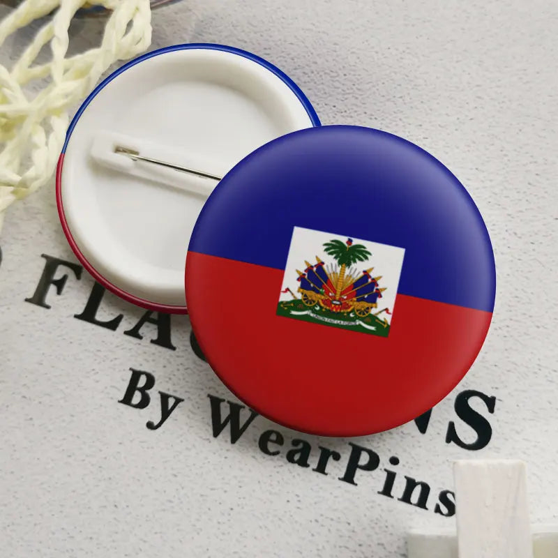 Haiti Haitians Map Flag National Emblem National Flower Brooches Badges Lapel Pins