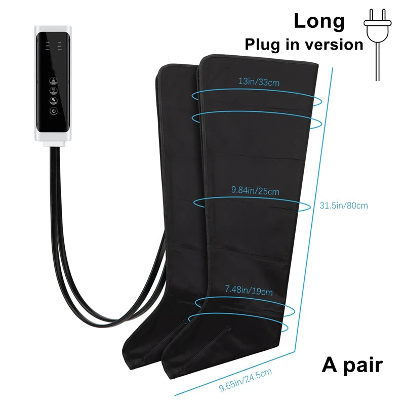 Air Compression Leg & Foot Massager Boots with Heat Therapy