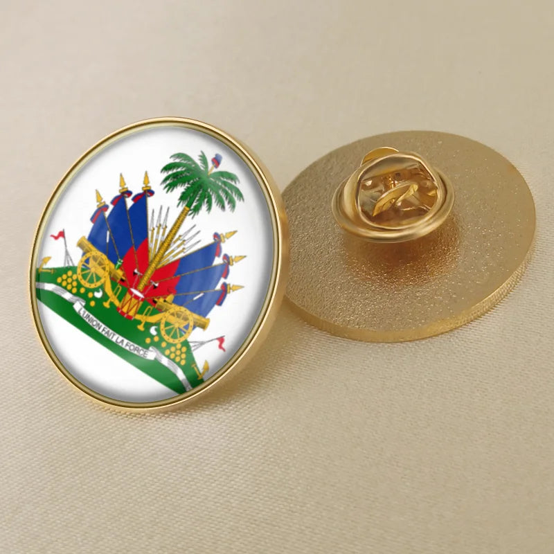 Haiti Haitians Map Flag National Emblem National Flower Brooches Badges Lapel Pins