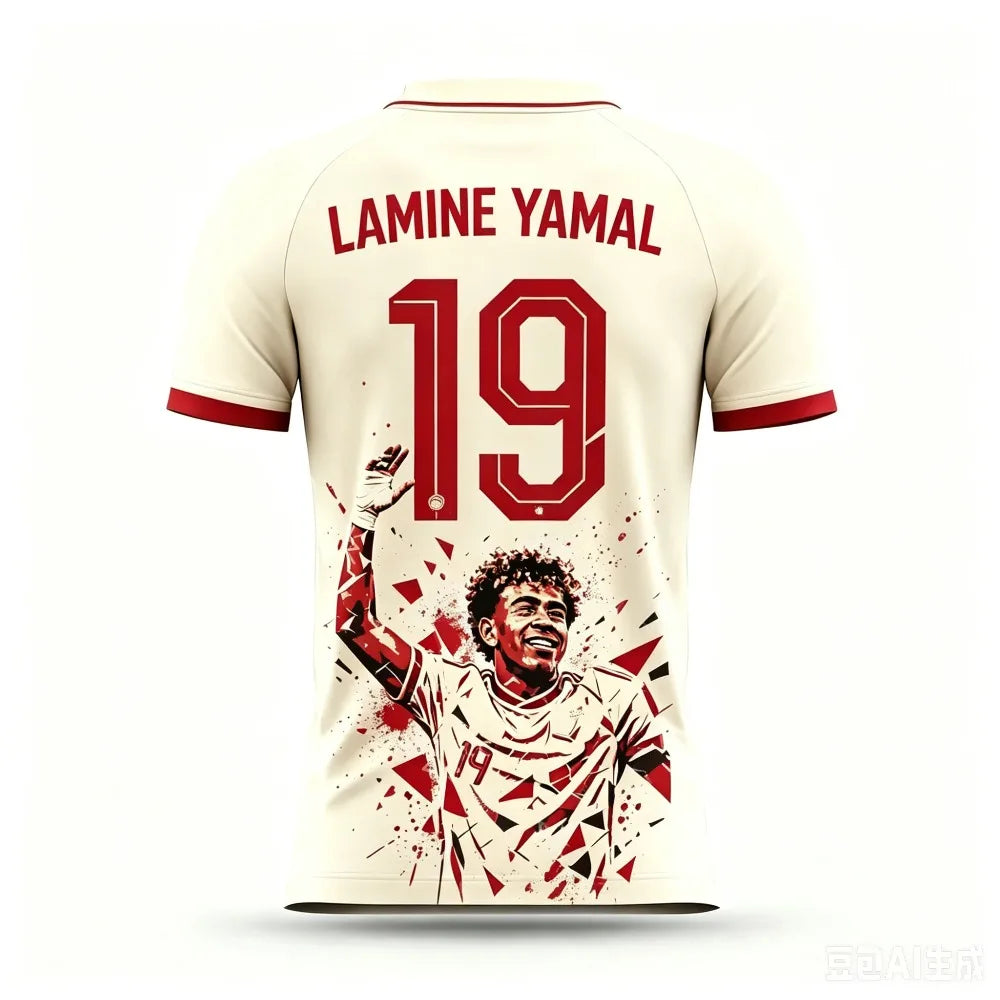 Summer 3D Yamal Print Pattern Children's Outfit Football Jersey T-shirt - Quick-drying and Breathable Suitable for Outdoor Wear
