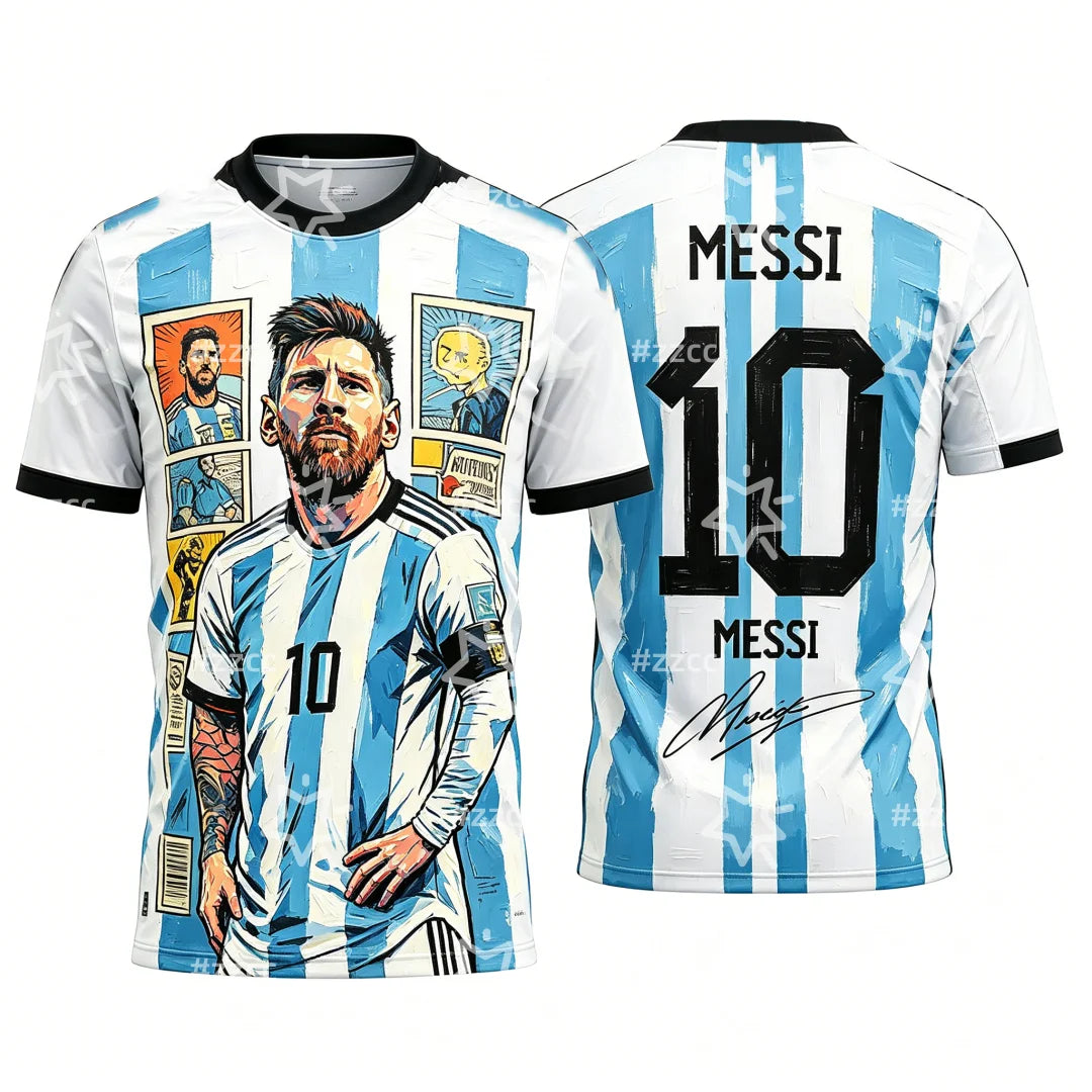 2026 Messi No.10 football jersey fan commemorative gift Summer Sports Men's T-Shirt Kid's Clothing Tee Woman cycling jersey ﻿