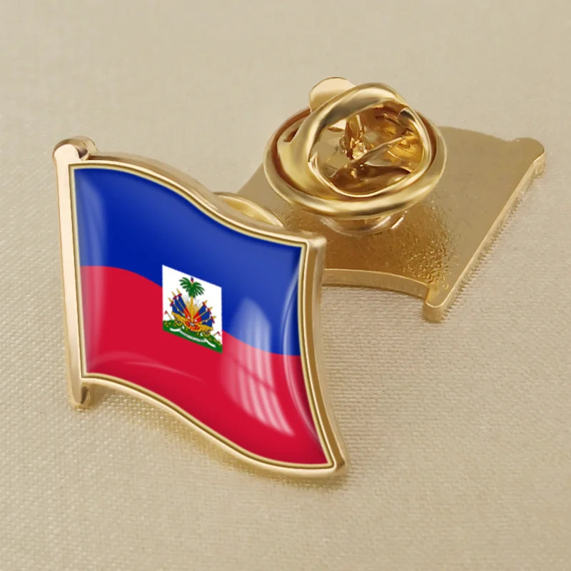 Haiti Haitians Map Flag National Emblem National Flower Brooches Badges Lapel Pins