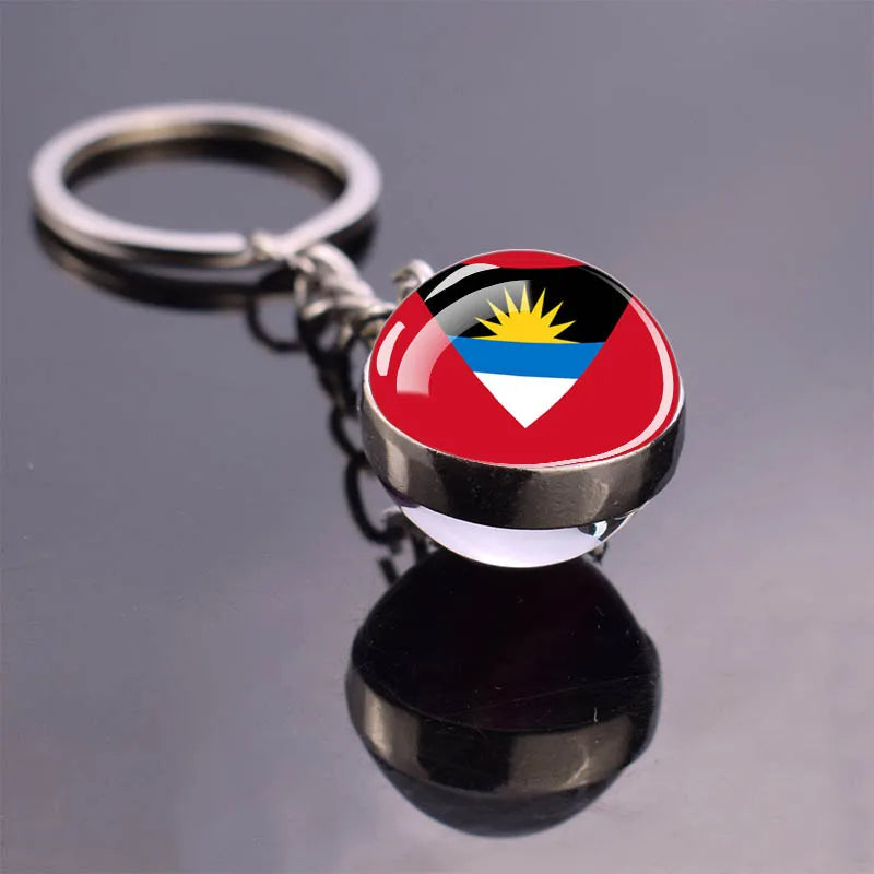 North American Countries Flag Keychains Glass Ball Keyring United States Mexico Canada Country National Flag Jewelry Key Chains