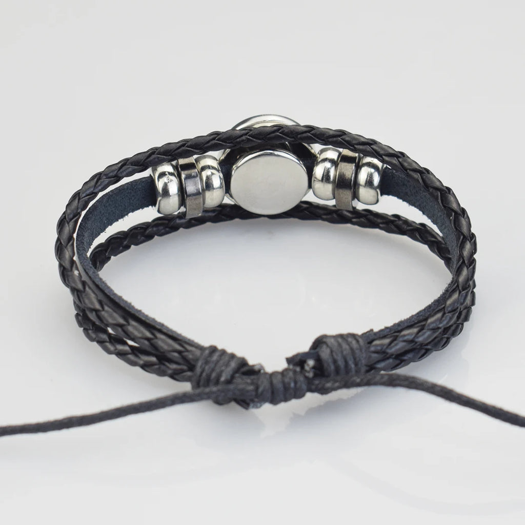 Africa Country Flag Bracelets Men Women Algeria Sudan Tunisia Morocco Flag Glass Dome Black Leather Charm Bangles Punk Jewelry