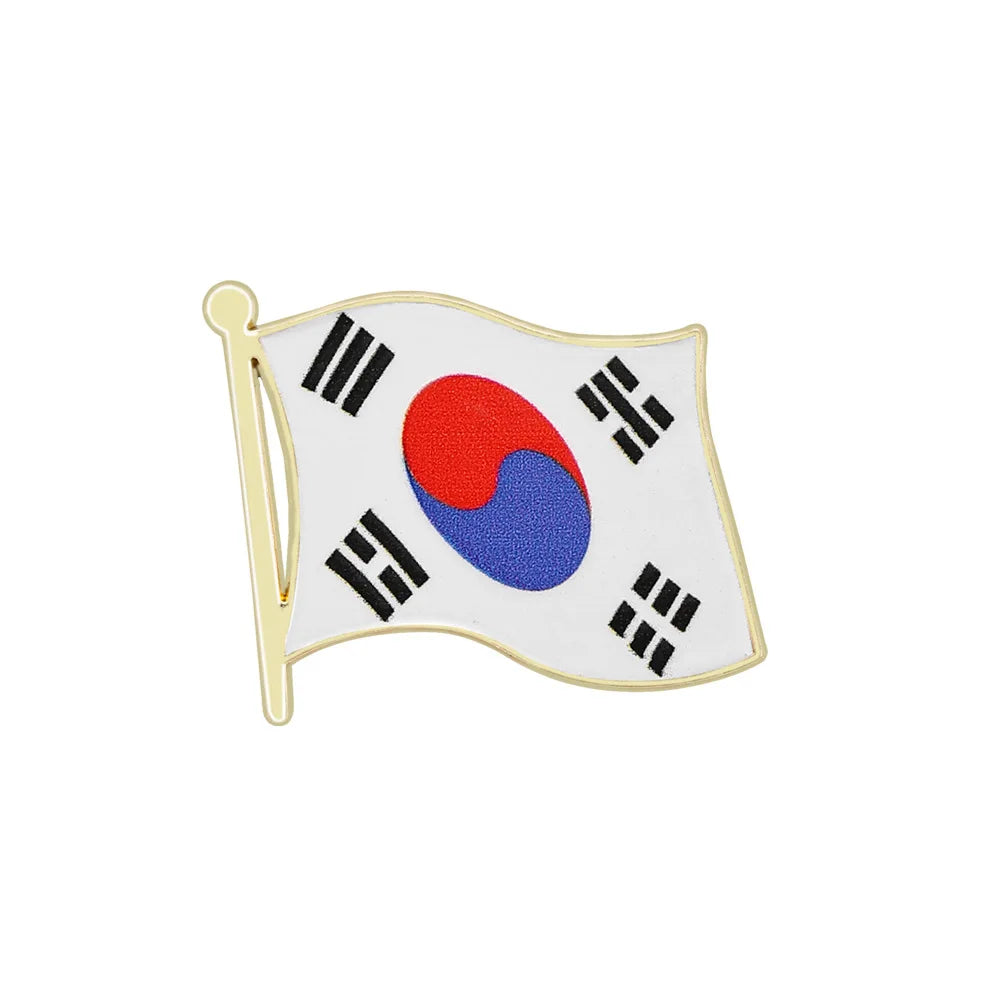Flag Brooch Zinc Alloy Enamel UV Printed UK France USA Spain Flag Pin Badge for DIY Memorial Decoration Multi-function Clothes