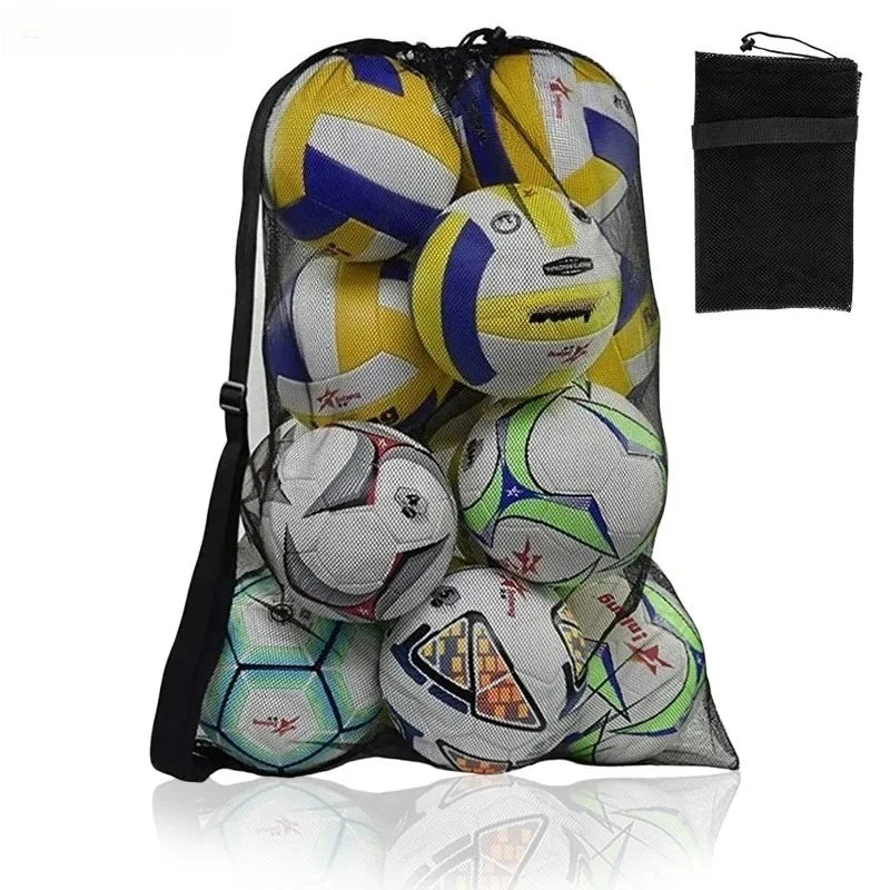 Extra Large Mesh Sports Ball Bag Drawstring Backpack with Zipper Pocket for Soccer Basketball Volleyball Football Gym Training T