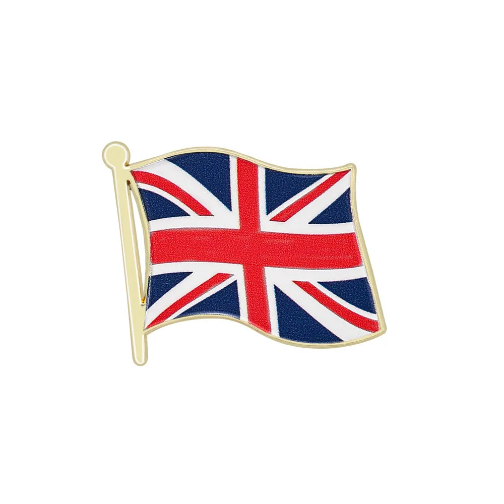 Flag Brooch Zinc Alloy Enamel UV Printed UK France USA Spain Flag Pin Badge for DIY Memorial Decoration Multi-function Clothes