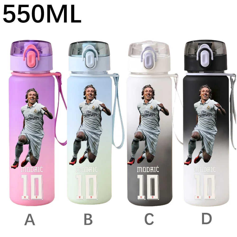 550ML Sports Water Bottle Ronaldo Messi Mbappé Plastic Cup Flip Cover Drinking Bottle With Portable Rope Tea Cup Fans Gifts