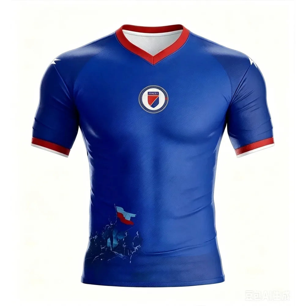 2026 Haiti Soccer Jersey Short Sleeve Sport T-Shirt Gym Training Workout Athletic Fitness Running Top Men's Women  Quick Dry Top